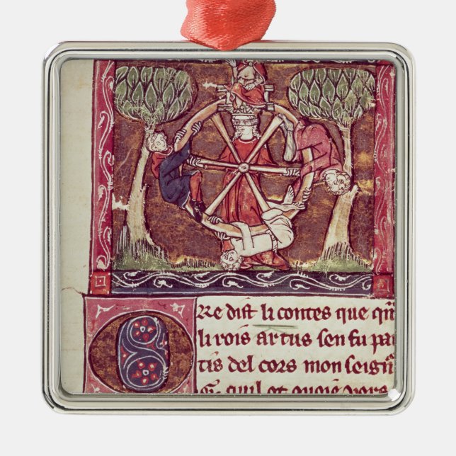 Ornement Carré Argenté Fortune sans visibilité de déesse avec le Roi (Devant)