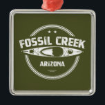 Ornement Carré Argenté Fossil Creek Arizona Kayaking<br><div class="desc">Fossil Creek Wild And Pittoresque River est l'un des principaux affluents de la rivière Verde,  la seule autre rivière sauvage et pittoresque de l'Arizona.</div>