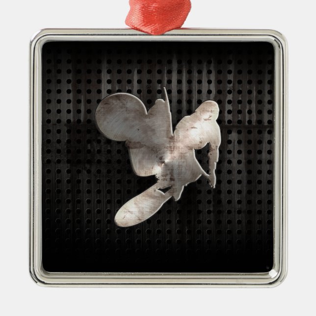 Ornement Carré Argenté Fouet de motocross ; Noir frais (Devant)