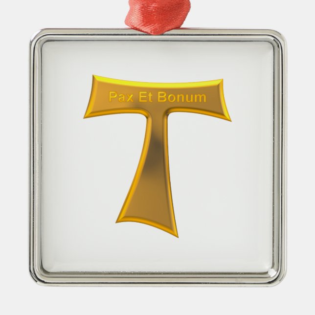 Ornement Carré Argenté Franciscan Tau (Devant)