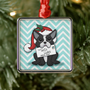 Ornement Carré Argenté French bulldog