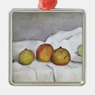 Ornement Carré Argenté Fruit de Paul Cezanne   sur un tissu, c.1890