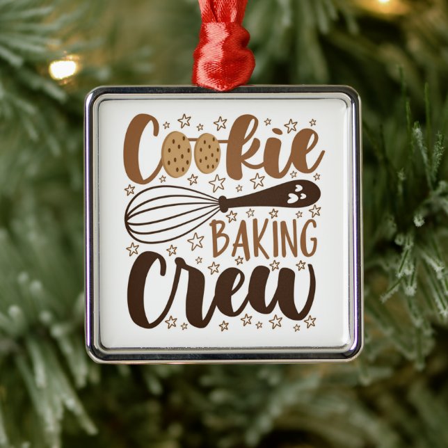 Ornement Carré Argenté Fun Cookie Baking Creative (Arbre)