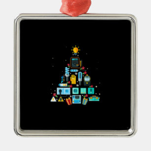 Ornement Carré Argenté Funny Electrician