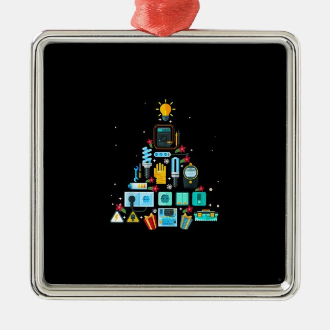 Ornement Carré Argenté Funny Electrician (Devant)