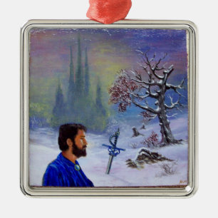 Ornement Carré Argenté Gabarit de photo de fruits de la Renaissance flore