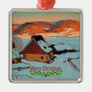 Ornement Carré Argenté Gagnon - Crépuscule - Hiver au Québec - Noël