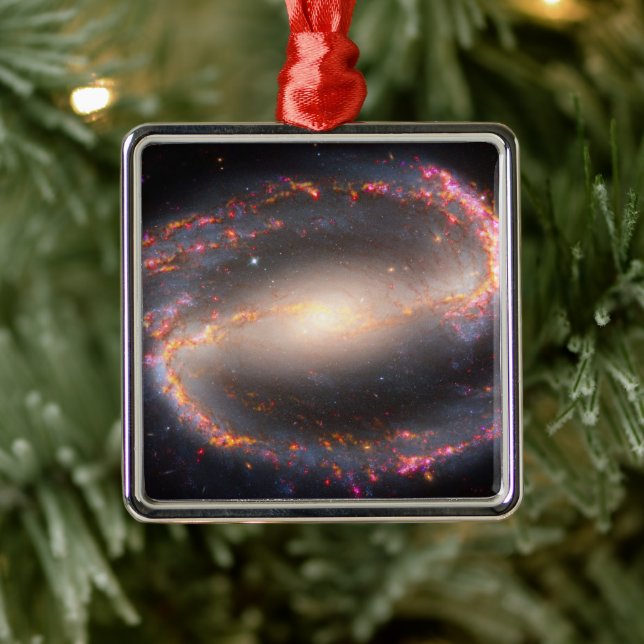 Ornement Carré Argenté Galaxie Spirale Ngc 1300. (Arbre)