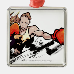 Ornement Carré Argenté Gant de boxe de port de femme