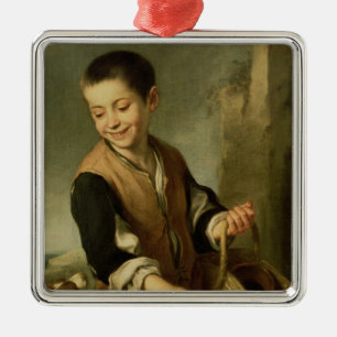 Ornement Carré Argenté Garçon avec un chien, c.1650