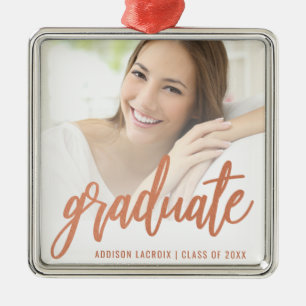 Ornement Carré Argenté Garde de graduation personnalisée avec photo en éc