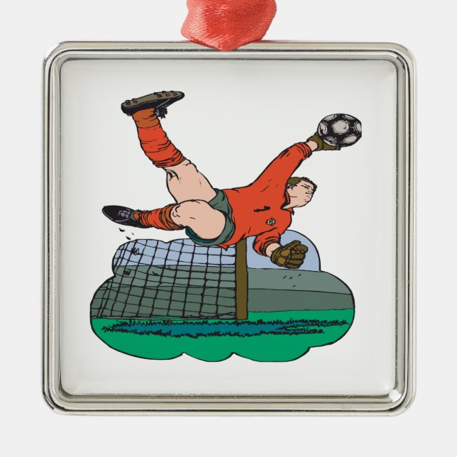 Ornement Carré Argenté Gardien de but du football (Devant)