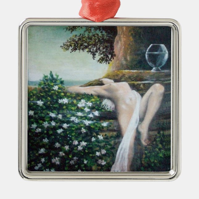 ORNEMENT CARRÉ ARGENTÉ GEA, MYRTLE ET EAU (Devant)