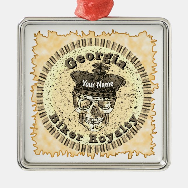 Ornement Carré Argenté Georgia Biker  (Devant)