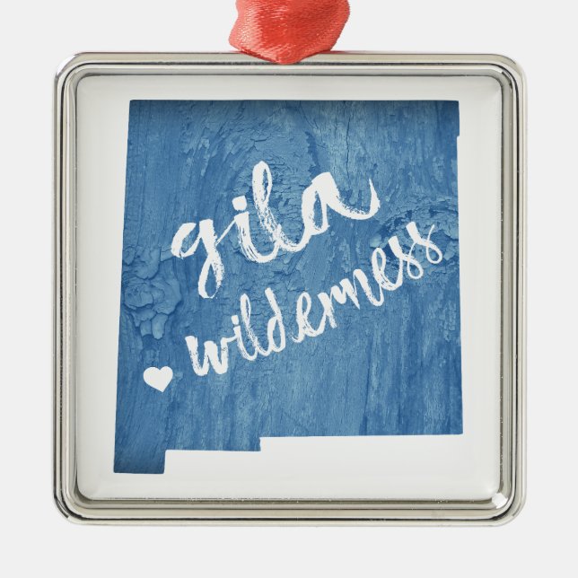 Ornement Carré Argenté Gila Wilderness Nouveau-Mexique Grain de bois (Devant)