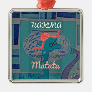 Ornement Carré Argenté Giraffe Art Joueuse : Un Plaisir Africain