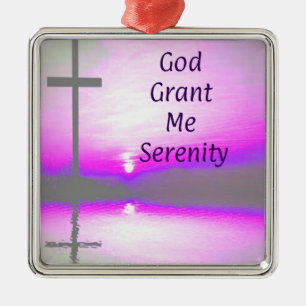 Ornement Carré Argenté God Grant Me Serenity oranament