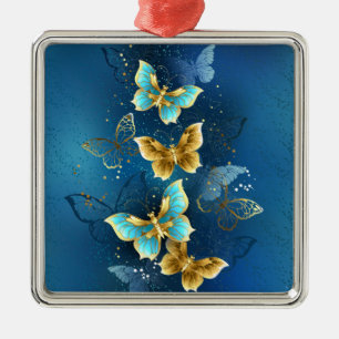Ornement Carré Argenté Golden butterflies