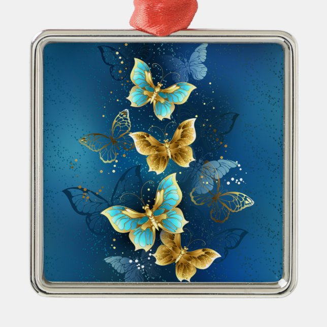 Ornement Carré Argenté Golden butterflies (Devant)