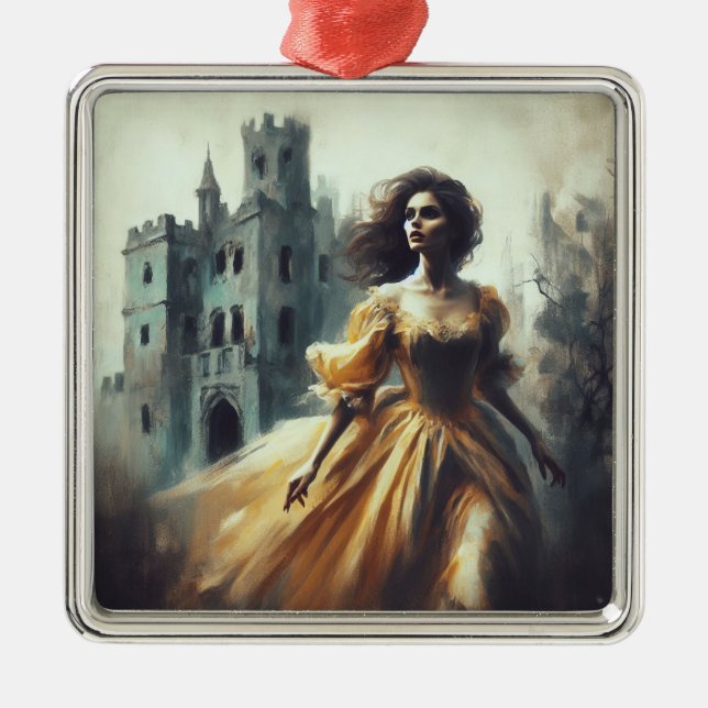 Ornement Carré Argenté Gothique Romance Livre Couverture Château Éffrayan (Devant)