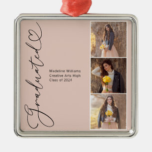 Ornement Carré Argenté Graduat du coeur moderne photo diplômée