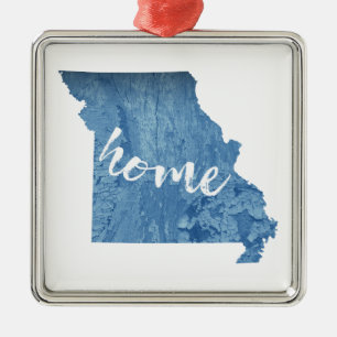 Ornement Carré Argenté Grain de bois de la maison du Missouri