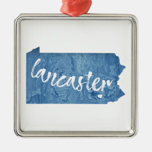 Ornement Carré Argenté Grain de bois Lancaster Pennsylvania