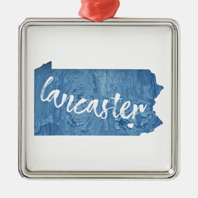 Ornement Carré Argenté Grain de bois Lancaster Pennsylvania (Devant)
