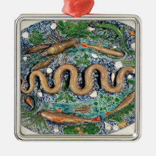 Ornement Carré Argenté Grand plat ovale moulé dans le soulagement