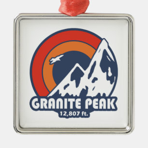 Ornement Carré Argenté Granite Peak Montana Sun Eagle