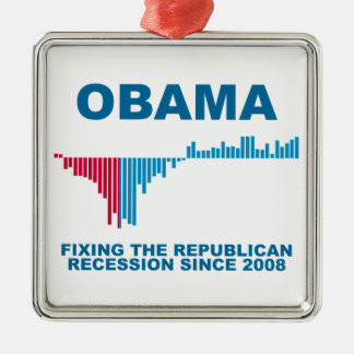 Ornement Carré Argenté Graphique de croissance de travail d'Obama