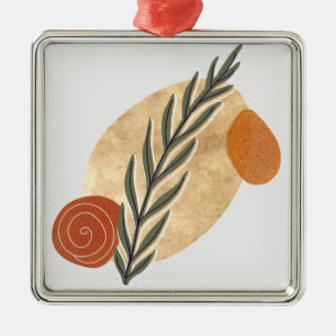 Ornement Carré Argenté Green Stalk Boho