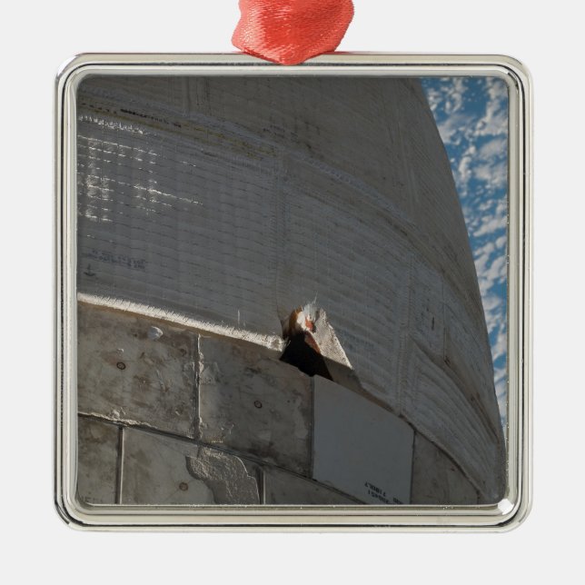 Ornement Carré Argenté Gros plan de la navette spatiale Atlantis (Devant)