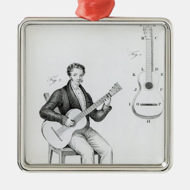 Ornement Carré Argenté Guitare (Devant)