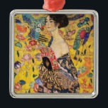 Ornement Carré Argenté Gustav Klimt - Dame avec ventilateur<br><div class="desc">Dame avec ventilateur - Gustav Klimt,  Huile sur toile,  1917-1918</div>