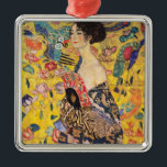 Ornement Carré Argenté Gustav Klimt - Dame avec ventilateur<br><div class="desc">Dame avec ventilateur - Gustav Klimt,  Huile sur toile,  1917-1918</div>