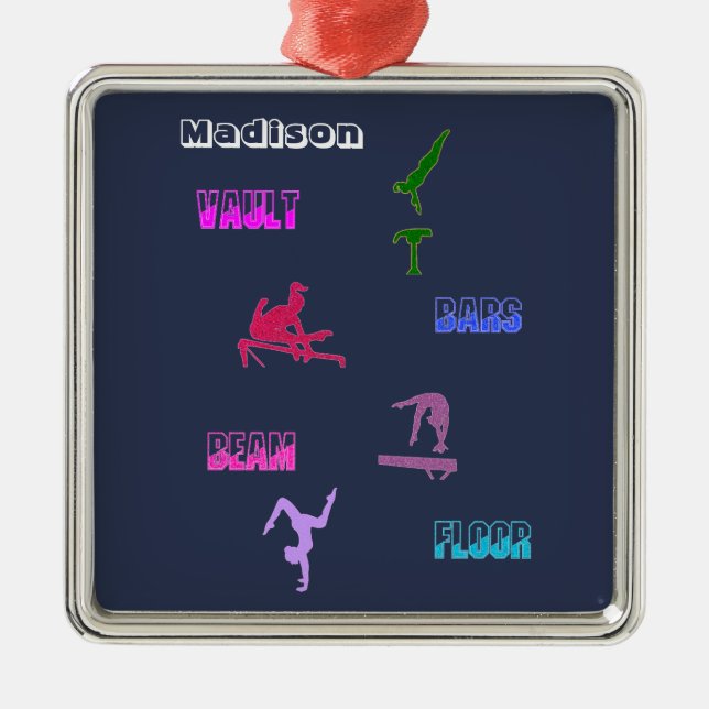 Ornement Carré Argenté Gymnastics Vault, Bars, Beam, Floor (Devant)