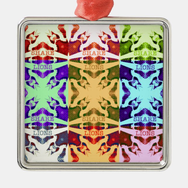 Ornement Carré Argenté Hakuna Matata lions cadeau (Devant)
