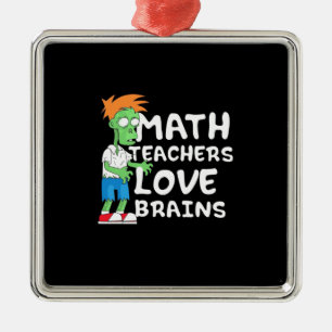 Ornement Carré Argenté Halloween Math enseignant amour