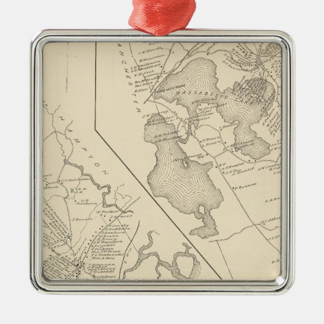 Ornement Carré Argenté Hampton Falls, Auburn (Devant)