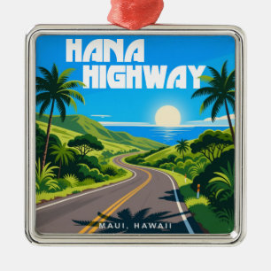 Ornement Carré Argenté Hana Highway Maui Hawaii Paysage
