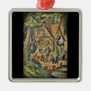 Ornement Carré Argenté Hansel et Gretel au Witch Cottage