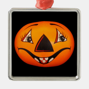 Ornement Carré Argenté Happy Jack O’ Lantern Halloween