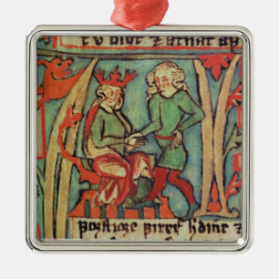 Ornement Carré Argenté Harald I Fairhair Guthrum de salutation 'Flateybok