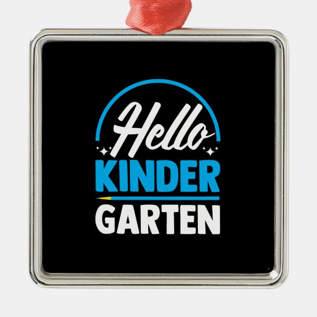 Ornement Carré Argenté Hello Kinder Garten (Devant)