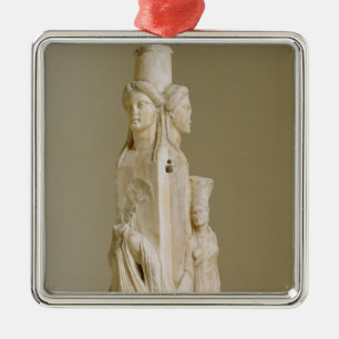 Ornement Carré Argenté Herm triforme de Hecate, sculpture de marbre, pe