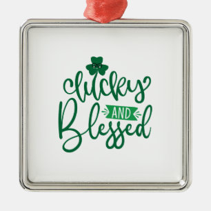 Ornement Carré Argenté Heureux Et Heureux