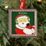 Ornement Carré Argenté Hip hop de musique Noël<br><div class="desc">Musique créative thème Noël ornement cadeau de vacances pour votre amoureux de la musique préférée,  musicien ou adolescent. Pour personnaliser le texte de modification pour ajouter son nom.</div>