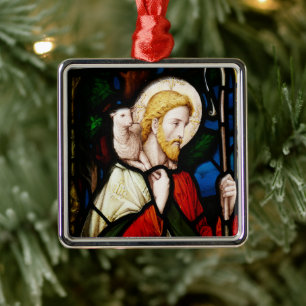 Ornement Carré Argenté Histoires bibliques Agneau de Dieu Noël 2020