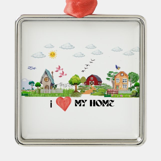 Ornement Carré Argenté Home Sweet Home (Devant)